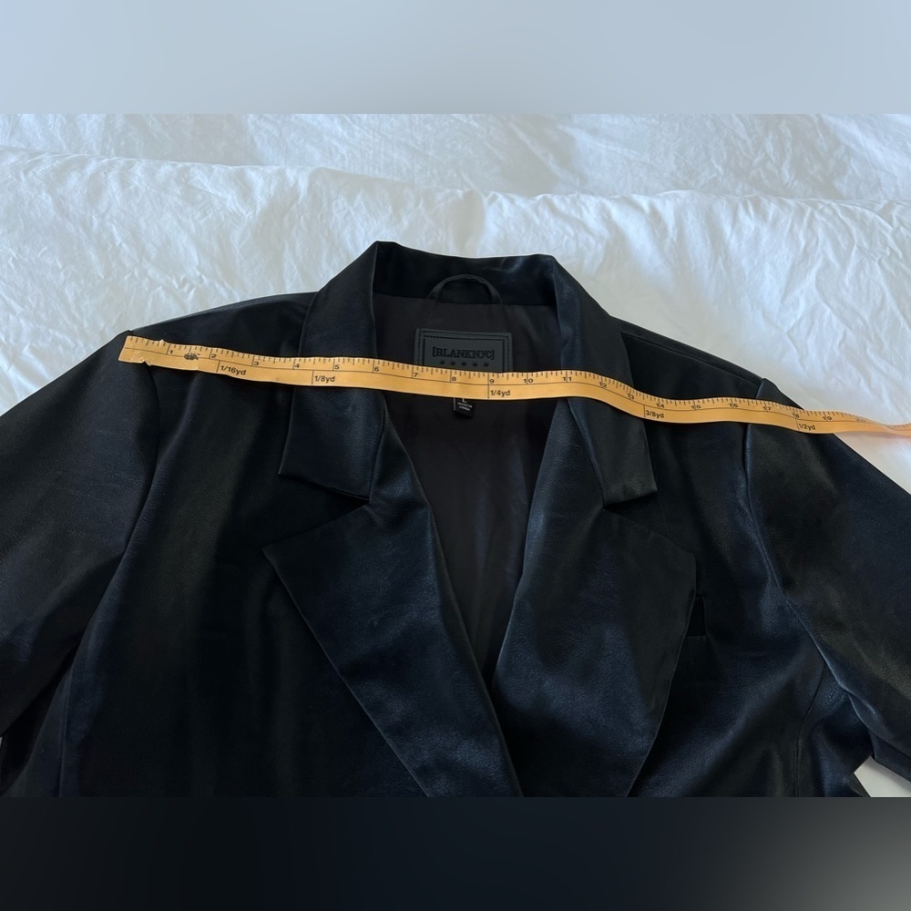 BLANKNYC Women’s Large Vegan Leather Double Breasted Blazer | Black - Picture 7 of 10